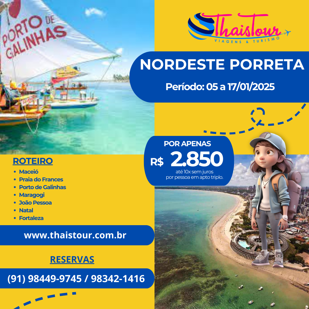 EXCURSÃO NORDESTE PORRETA - 05 A 17/01/2025